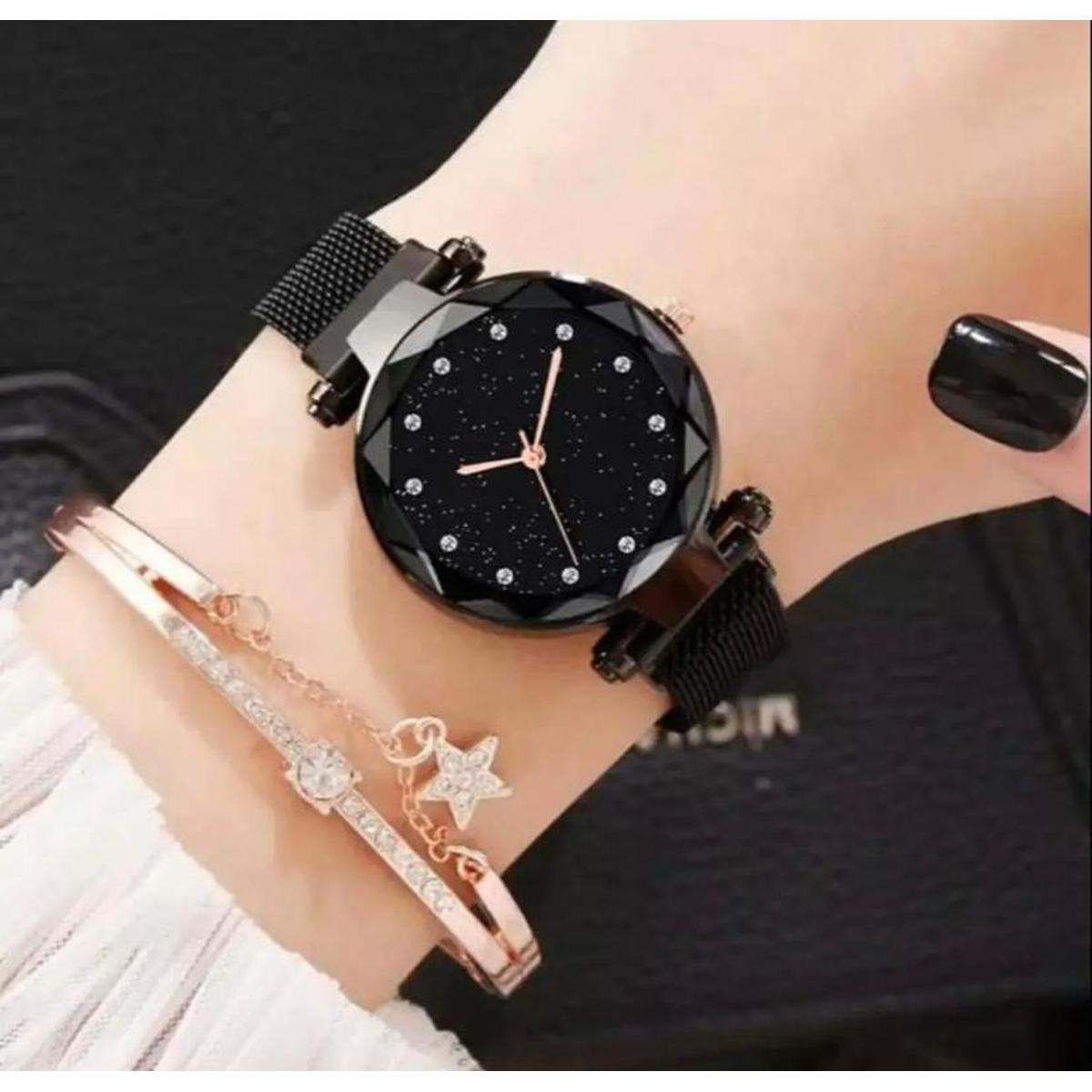Stainless Steel Magnet Strap Led Digital Watch For Girls - All Colors Available